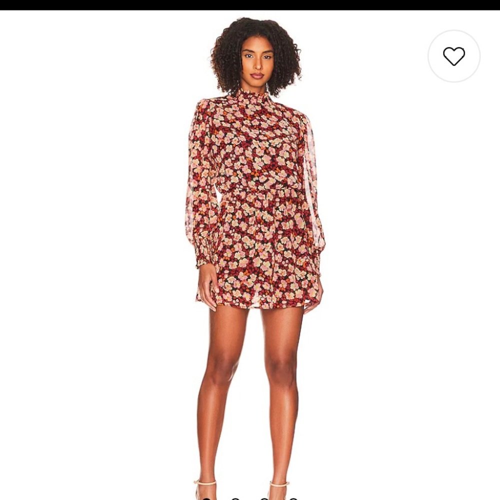 Long sleeve, high neck, lined, mini dress